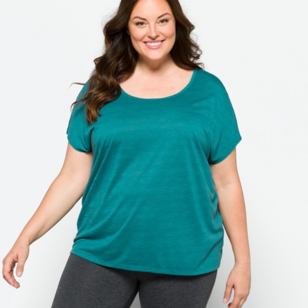 GAIAM Corinne Teal Cross Back Tee